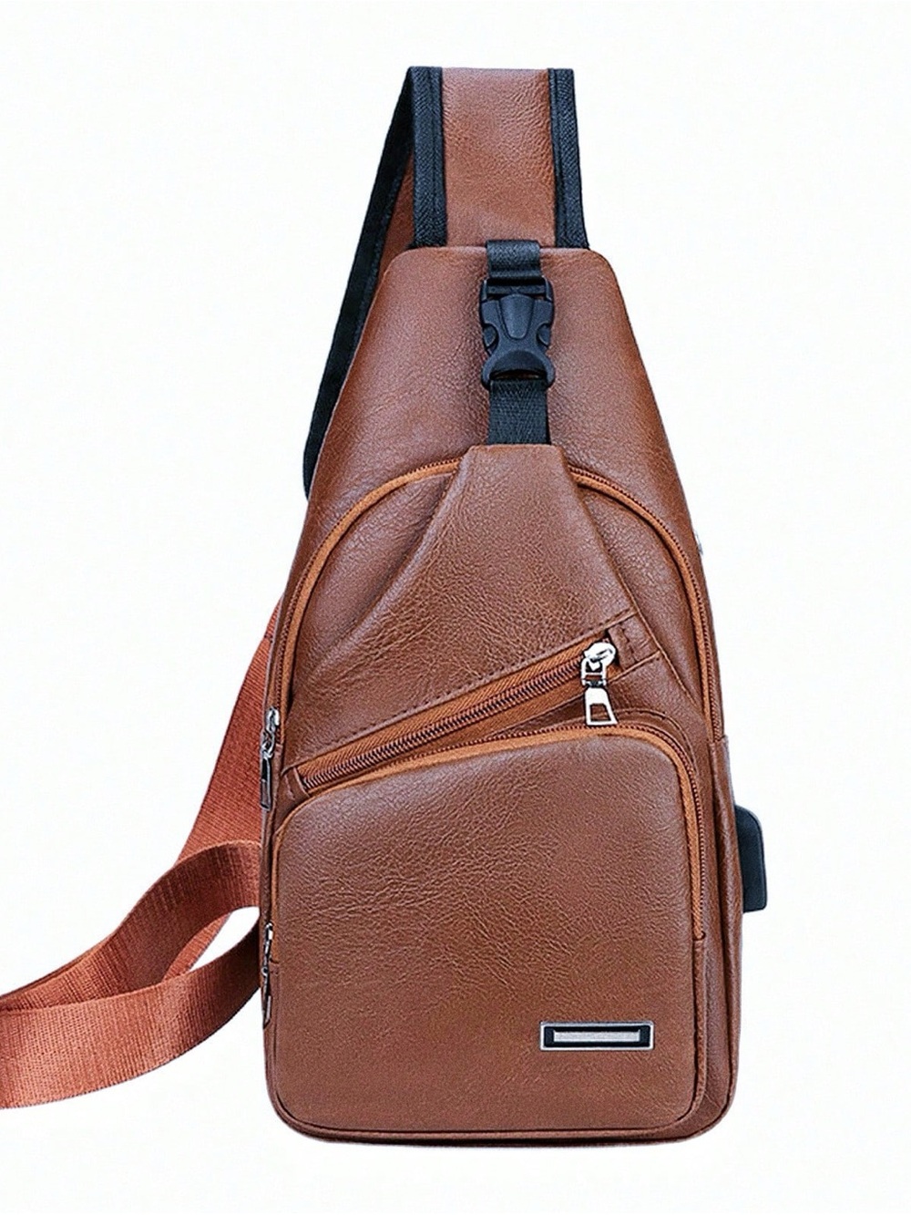 Men's Brown Leather Sling Bag - Casual Crossbody